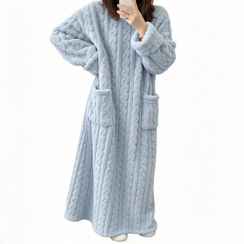 Women's Warm Plush Long Nightgown