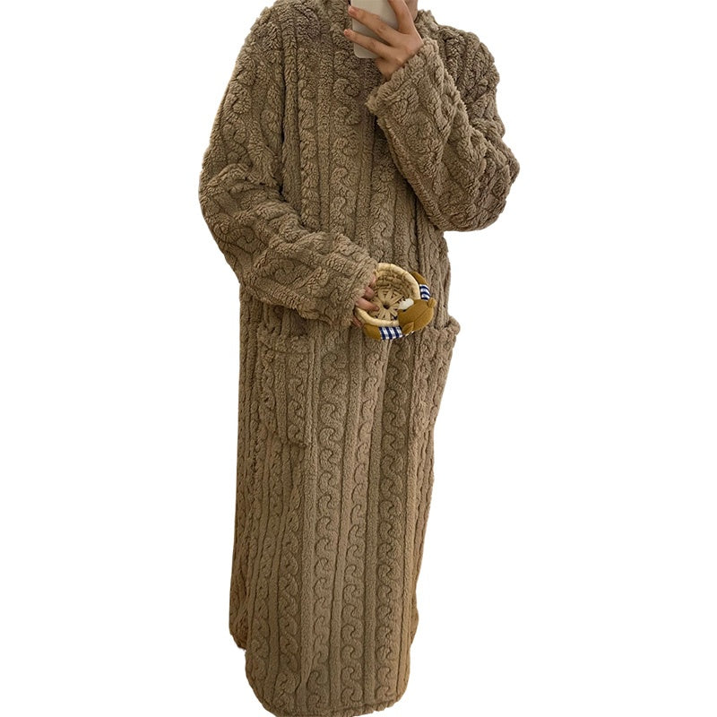 Women's Warm Plush Long Nightgown