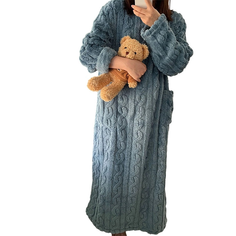 Women's Warm Plush Long Nightgown