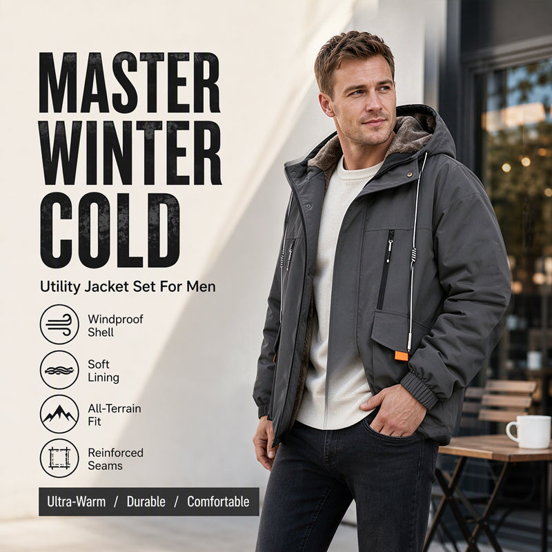 Men's Plush-Lined Hooded Parka Jacket