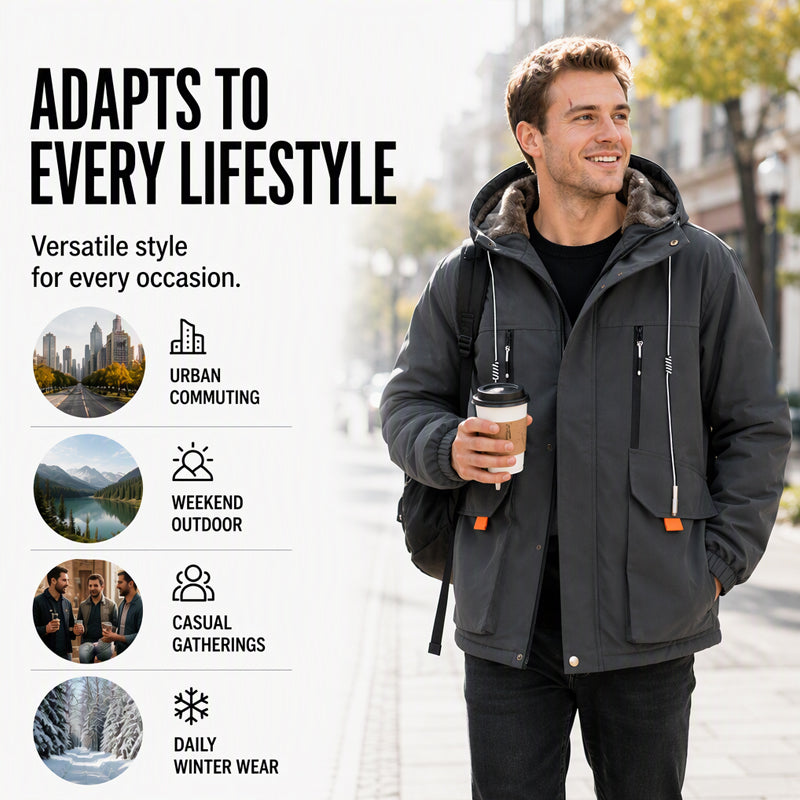 Men's Plush-Lined Hooded Parka Jacket