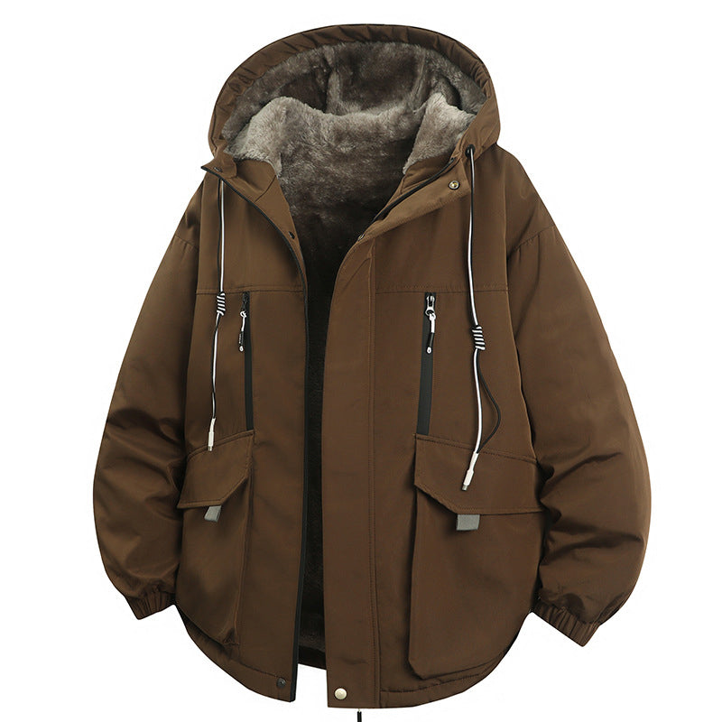 Men's Plush-Lined Hooded Parka Jacket
