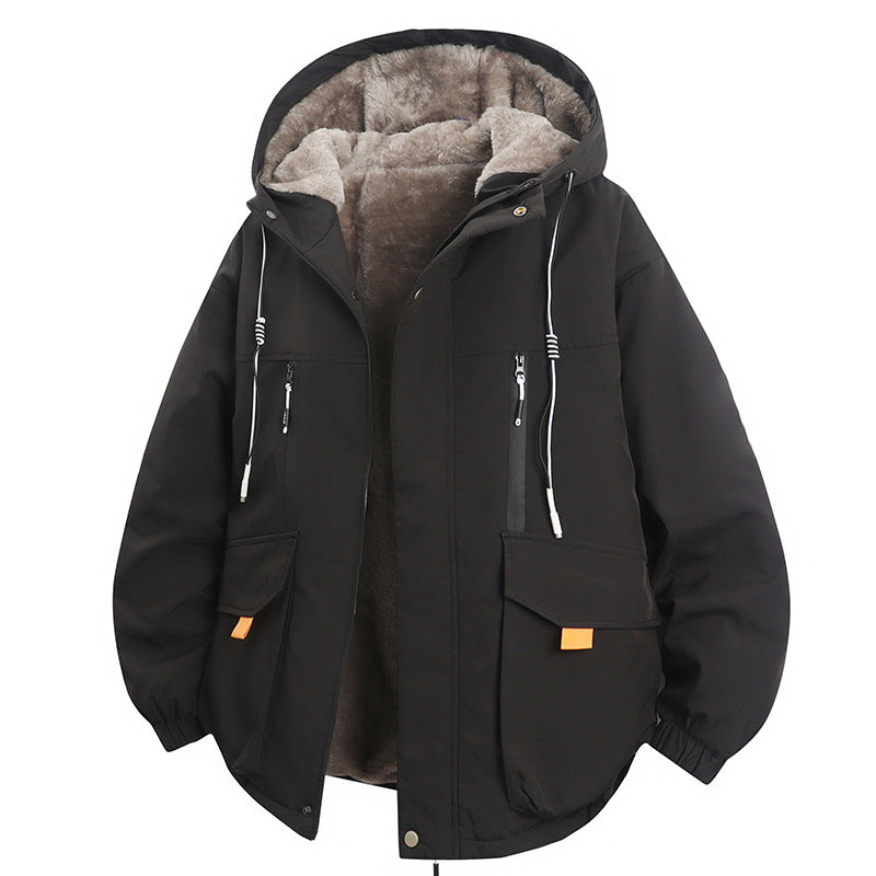 Men's Plush-Lined Hooded Parka Jacket