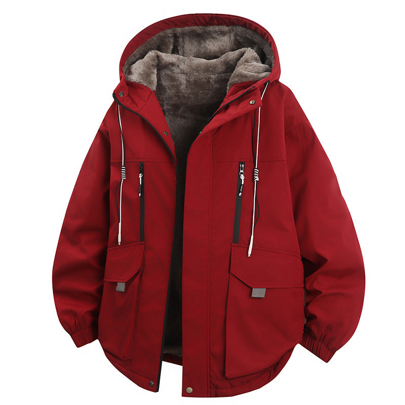 Men's Plush-Lined Hooded Parka Jacket
